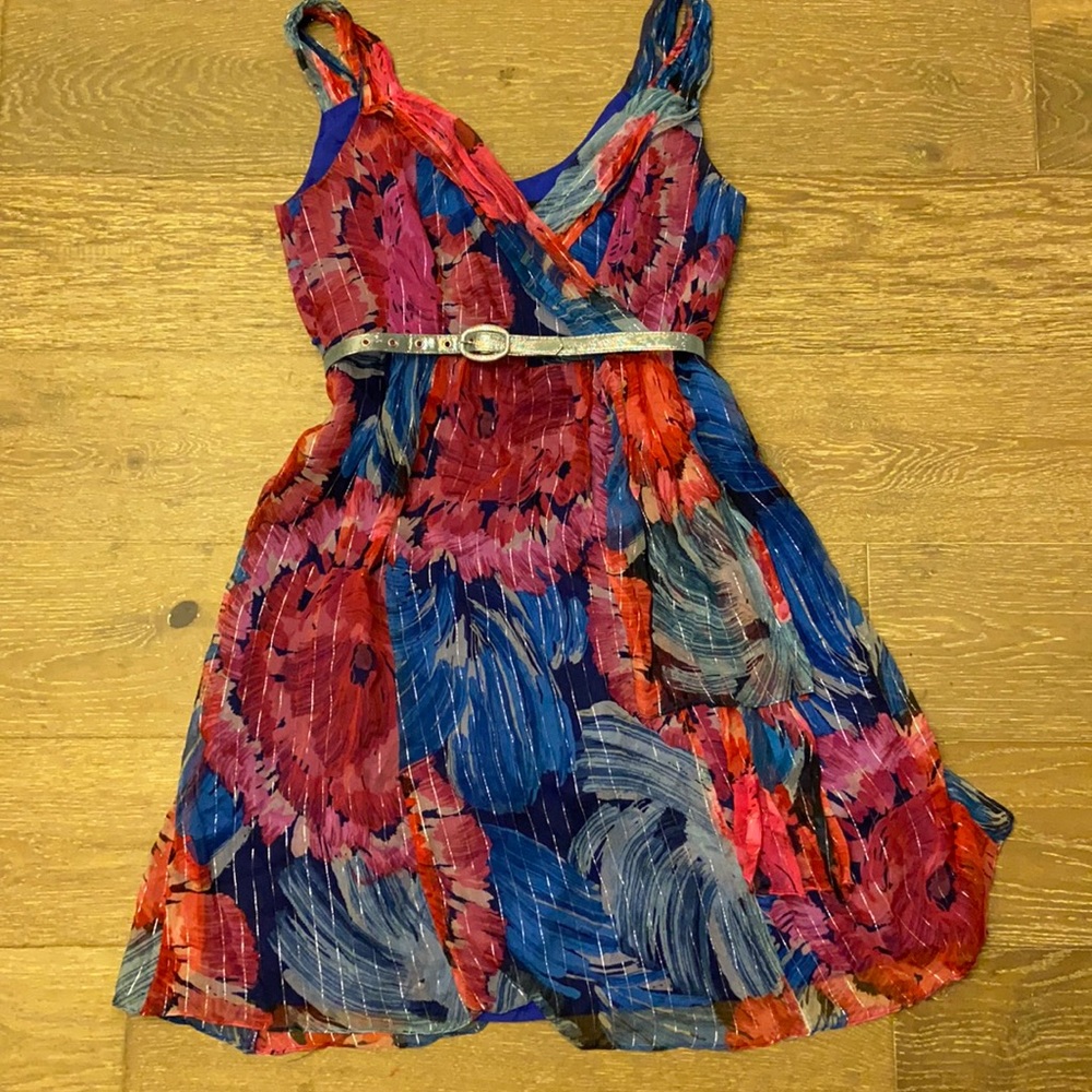 New Anthropologie Nanette Lepore Silk Floral Belted Cocktail Dress Valentines 6 - Picture 2 of 6